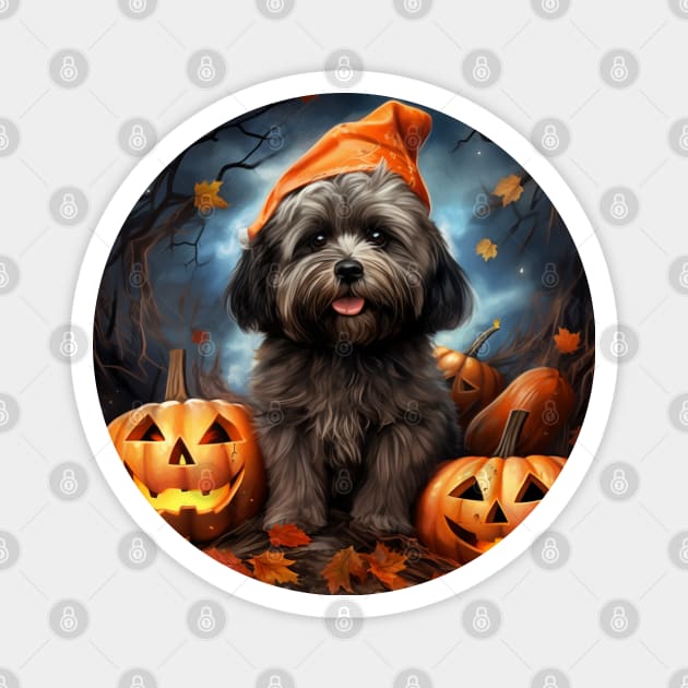 Black Lhasa apso Halloween Magnet by NatashaCuteShop